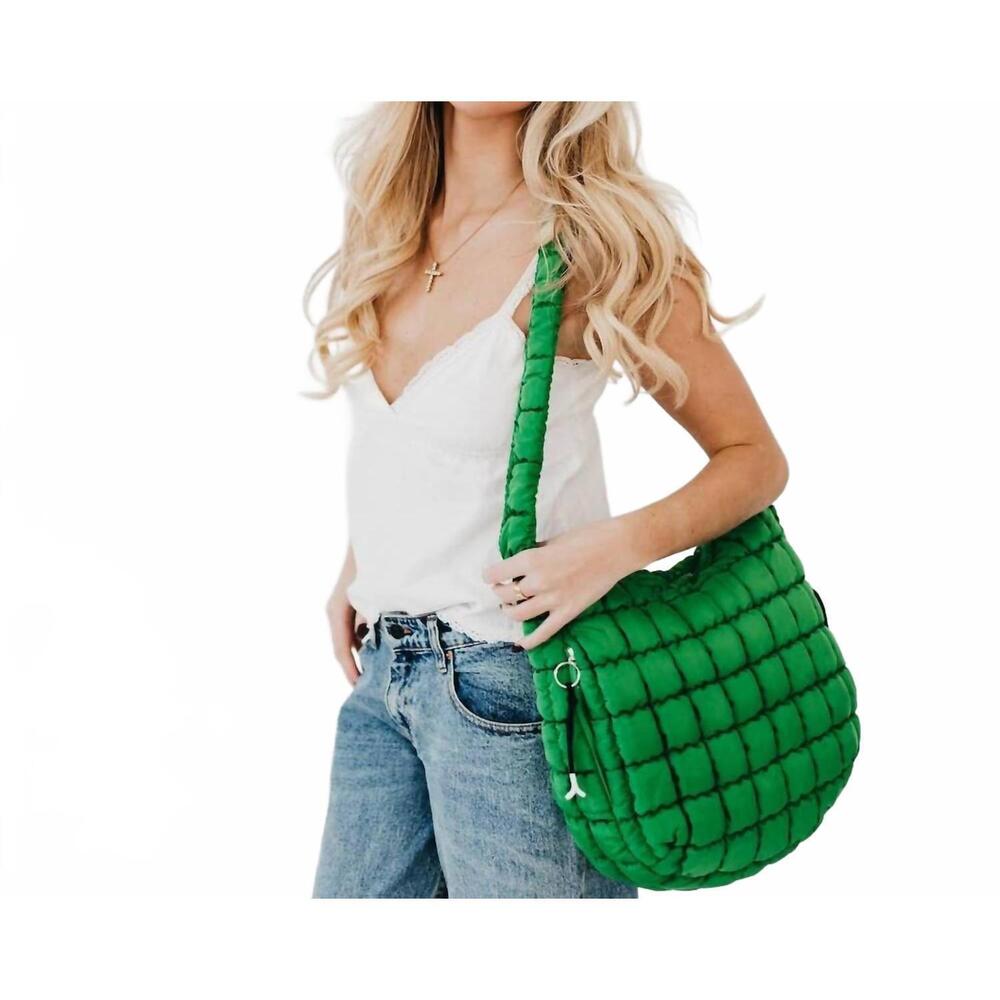 NEW PRETTY SIMPLE carmen quilted hobo tote bag in emerald